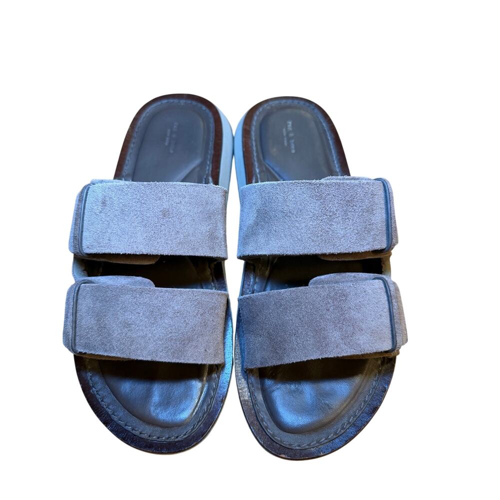 Rag & Bone New York Suede Double Strap Slide Sandals Taupe Gray Size 37 EU